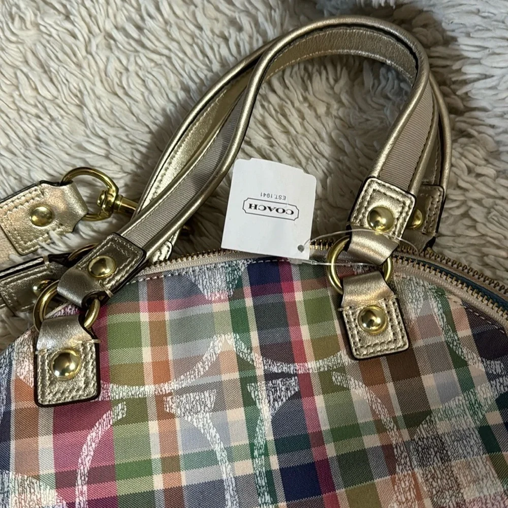 NWT  vintage Coach Daisy Madras Foldover Crossbody Bag F23541